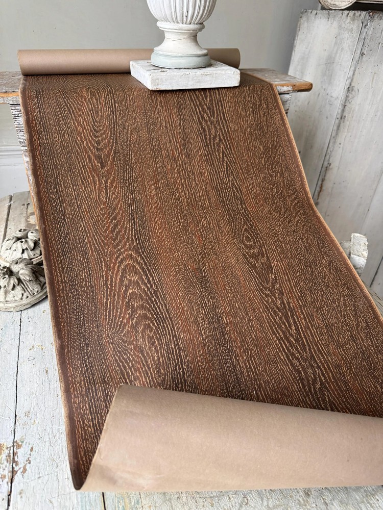 5.3 yds c1900 French Faux Wood Wallpaper Rustic Home Decor Wallcoverings Chatea