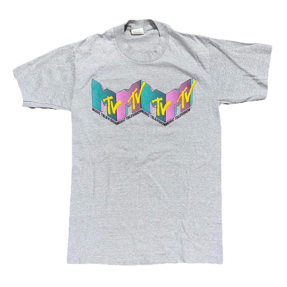 Vintage 80s Single Stitch MTV Promo T-shirt Gray Men’s Medium
