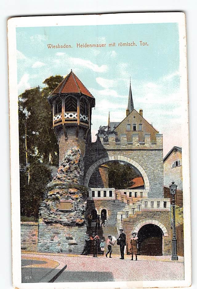 Postcard Heidenmauer Wiesbaden Germany