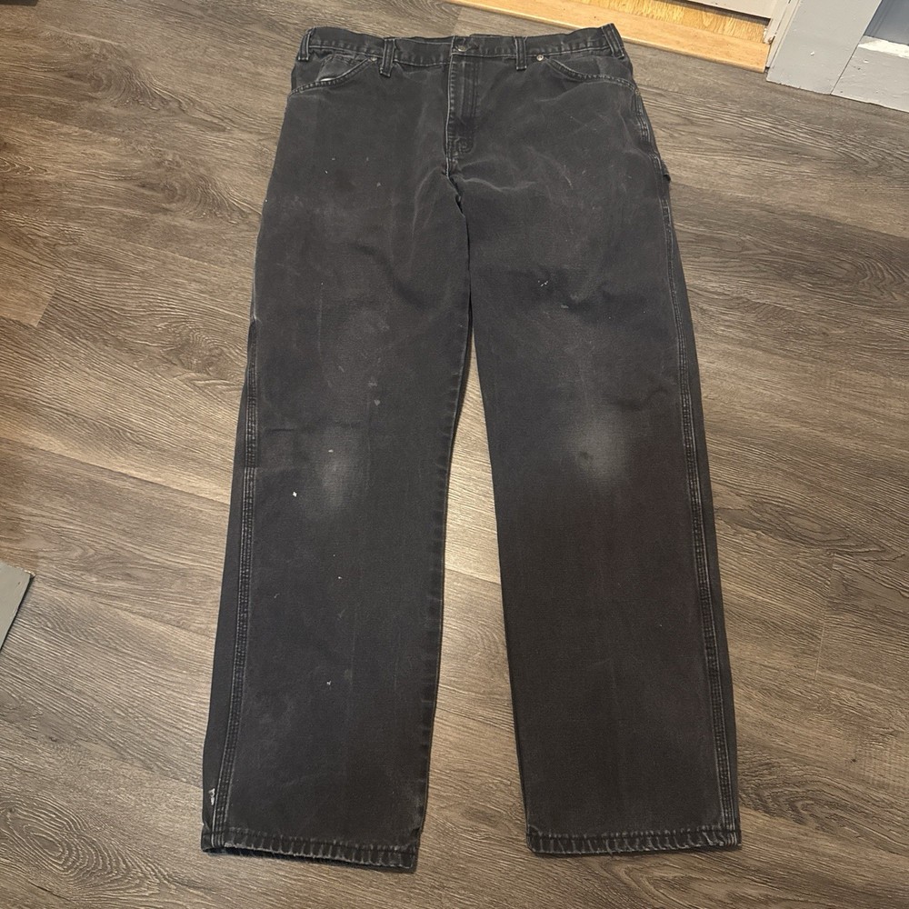 Dickies Pants Mens 34x32 Black Workwear Carpenter Grunge Canvas Y2K Fade VTG 90s