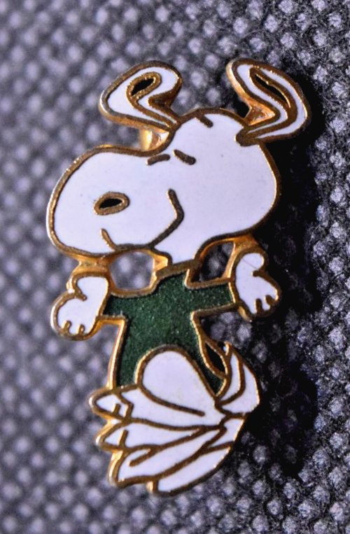 Snoopy Dancing Green Shirt Lapel Pin