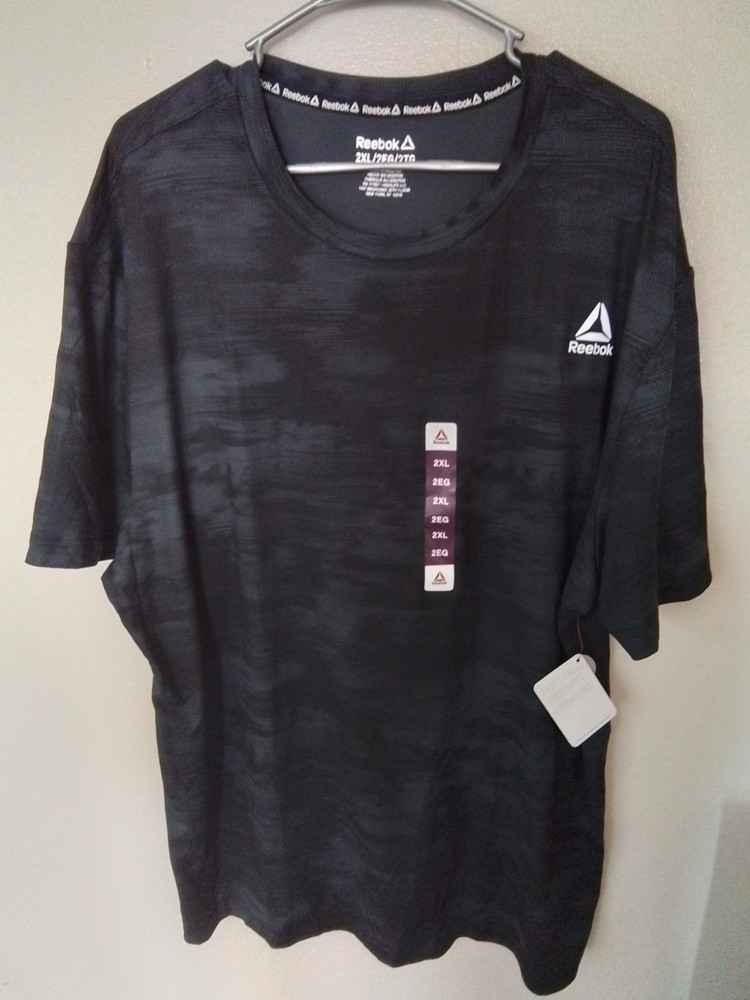 Reebok Men's  Delta Core Short Sleeve T-Shirt  2XL Moisture Wicking Black Print