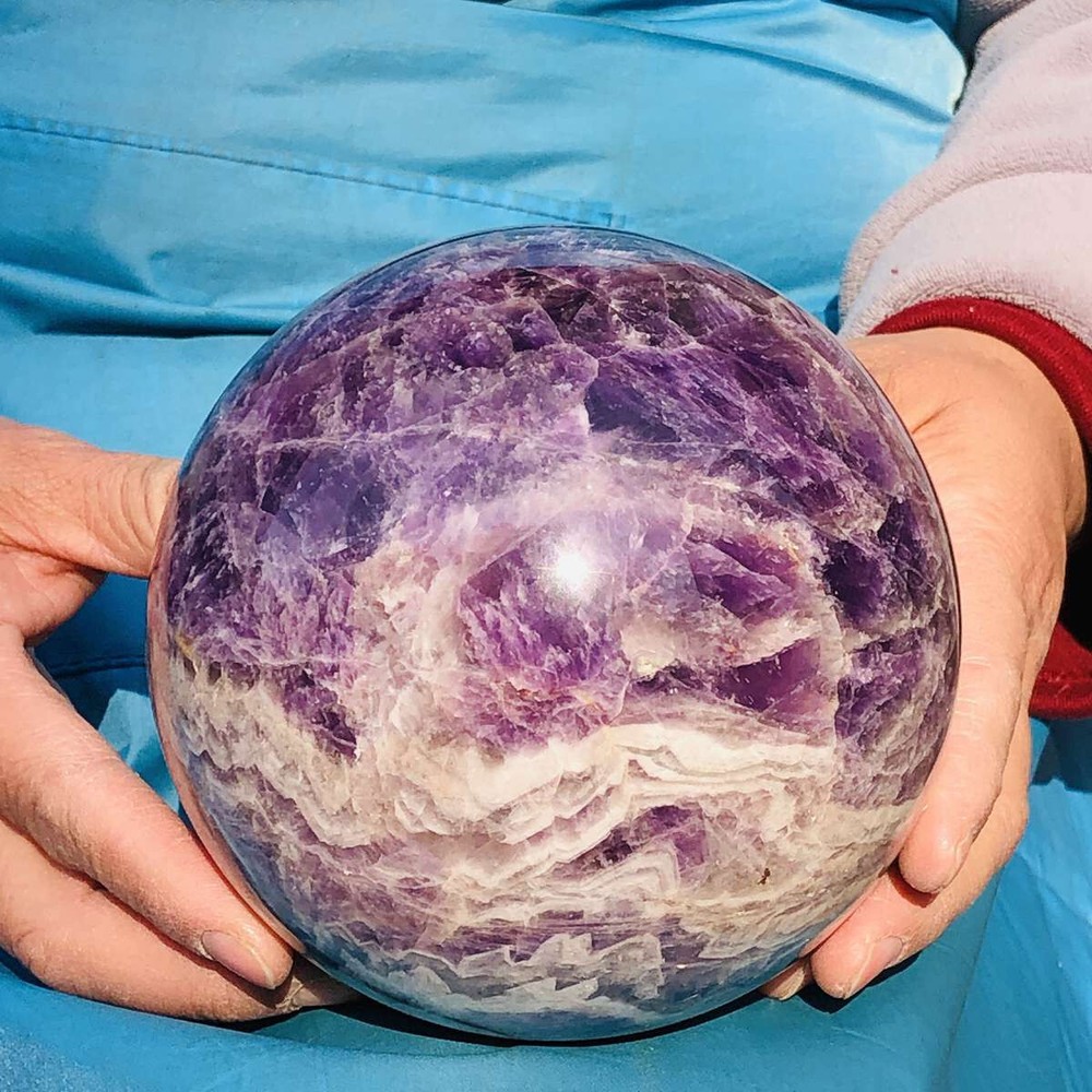 75mm Natural Amethyst Crystal Sphere Ball for Healing and Meditation