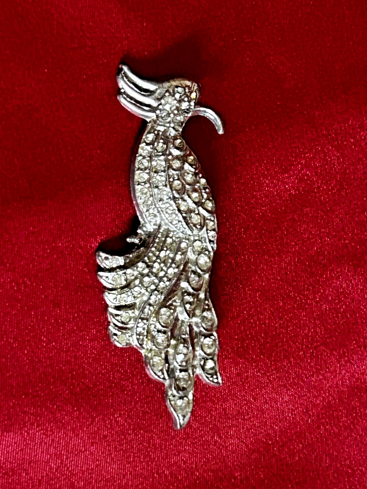 Vintage Peacock Art Deco Style Bird of Paradise Rhinestone 3