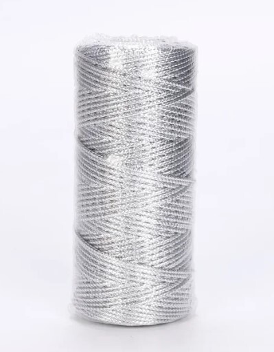 120 yards Metallic Lurex Rope Twisted Thread  Macrame Cord Rope 1.5mm Silver