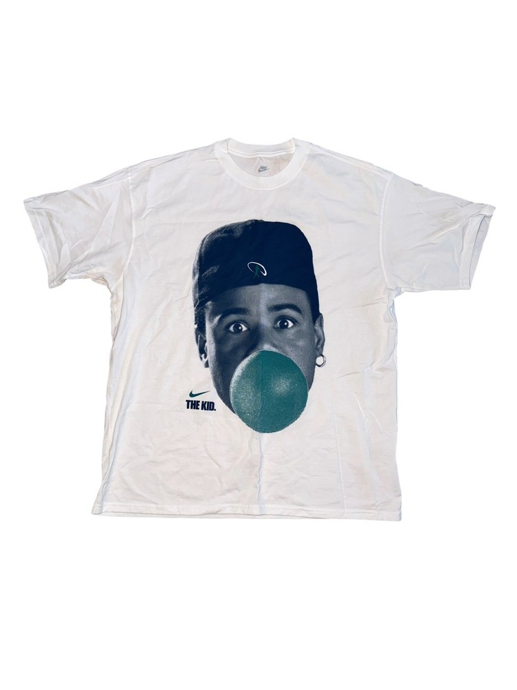 Mens Nike Ken Griffey Jr T-Shirt Big Head Bubblegum White Freshwater Sz L