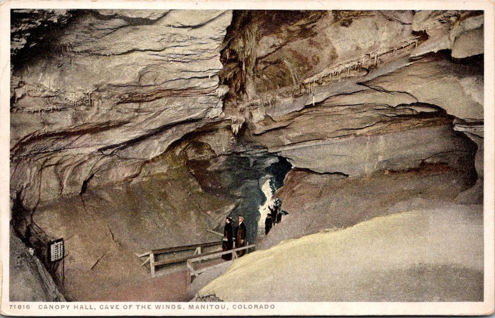 Dr Jim Stamps Canopy Hall Cave of the Winds Manitou Colorado Vintage Postcard