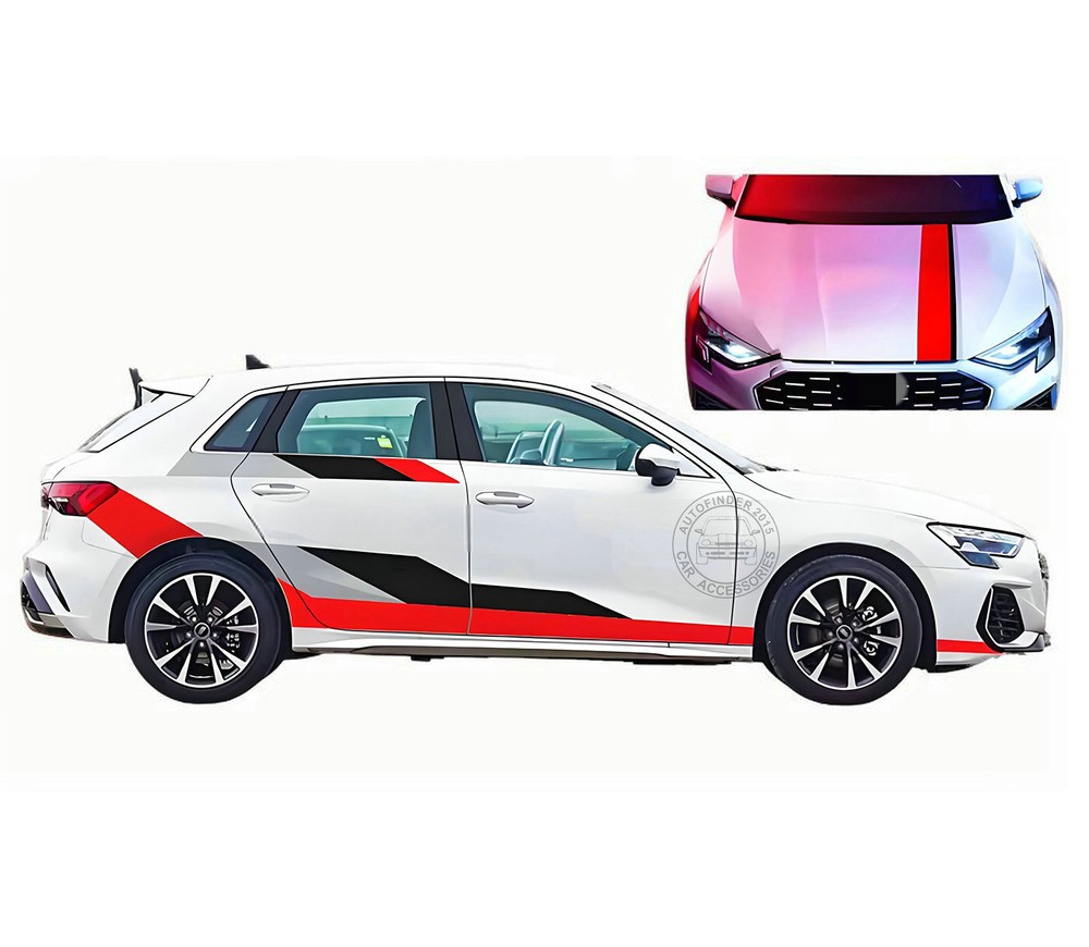 Motorsports Graphics Decal For Audi A3 Sportback Hood Side Sticker Racing Stripe