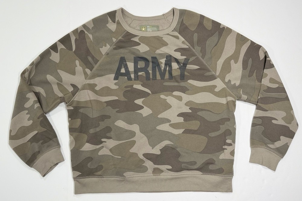 US Army Women's Long Sleeve Round Neck Pullover Camo Sweatshirt Size XL