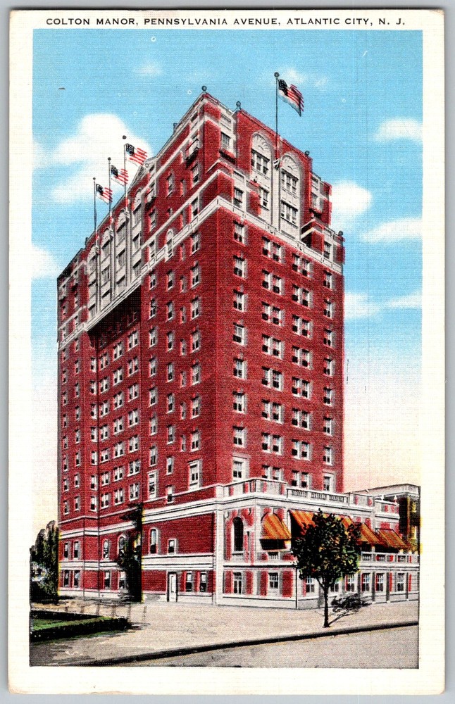 Vtg Linen Postcard Colton Manor Hotel Atlantic City, NJ 1940s