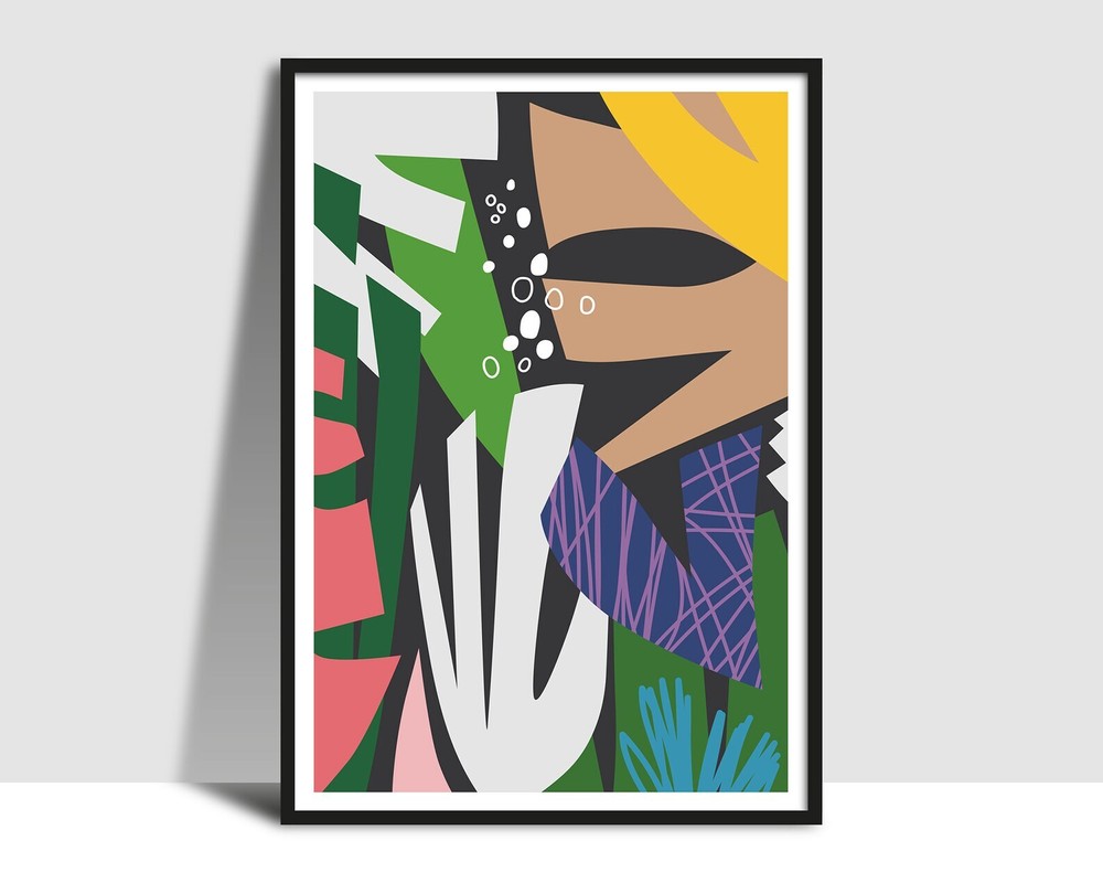Printable Collage Big Leaves Wall Art Modern Botanical Illustration Poster