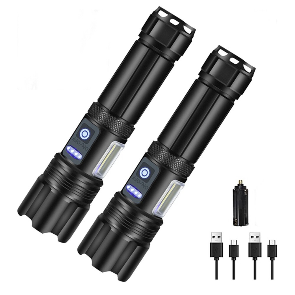 Super Bright 150K Lumen Rechargeable Flashlight 2 Pack Compact 76231