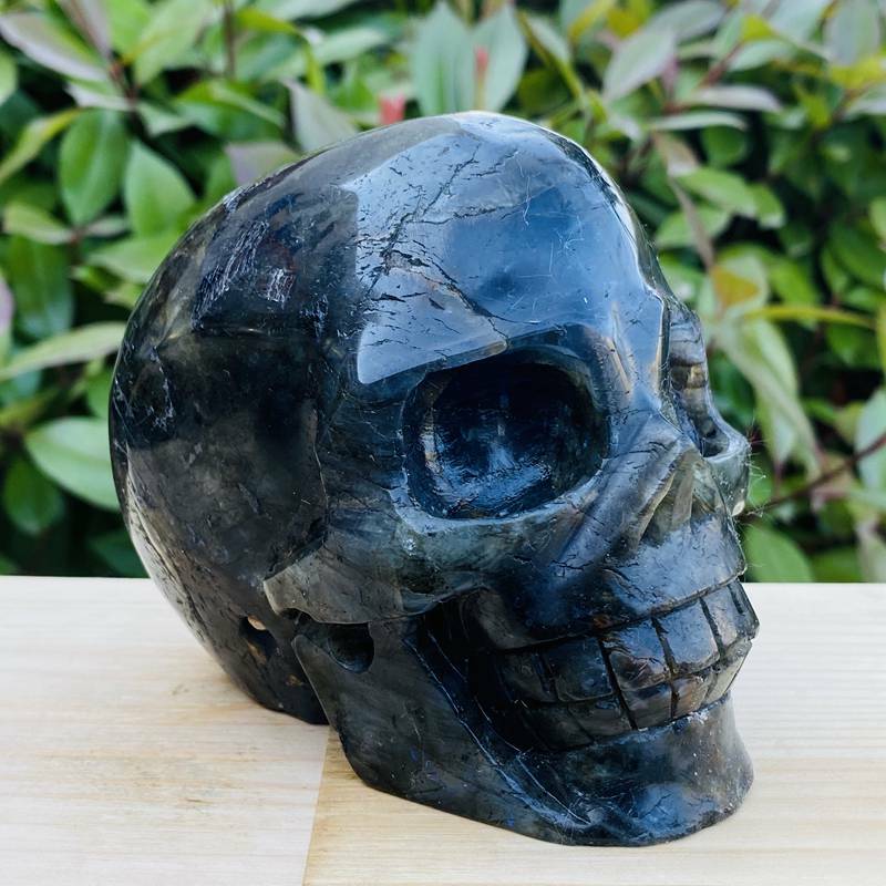 1287g Natural Beantiful Fluorite Quartz Skull Hand Carved Crystal Healing Skull