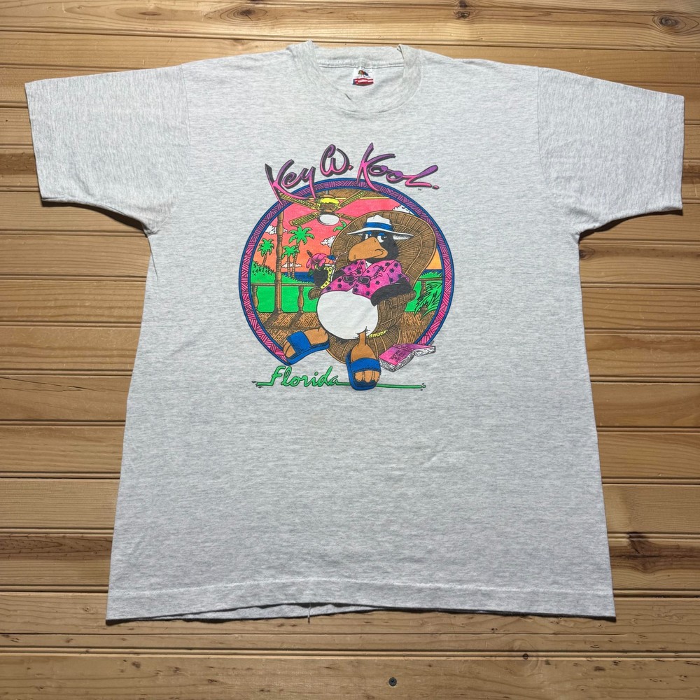 Vintage 90s Florida Key W. Kool Beach Tropical Summer Souvenir T-Shirt USA - XL