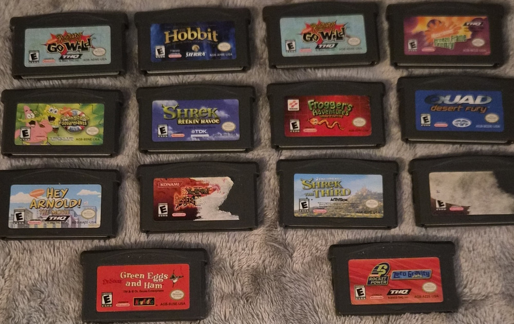 Nintendo Game Boy Advance GBA Mixed Game Lot Shrek Hobbit SpongeBob Hey Arnold