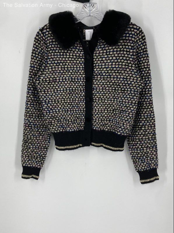 River Island Womens Multicolor Abstract Long Sleeve Cropped Sweater Size 10