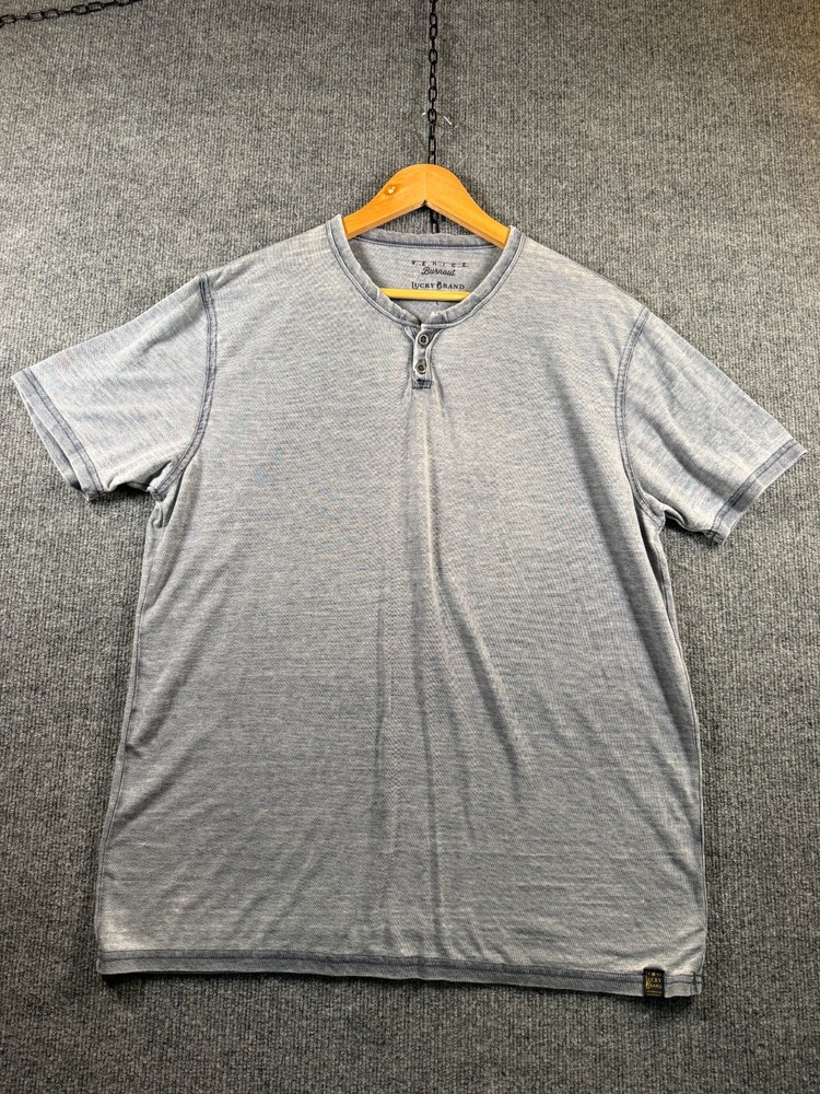 Lucky Brand Mens Venice Burnout T-Shirt Size Large Blue Short Sleeve