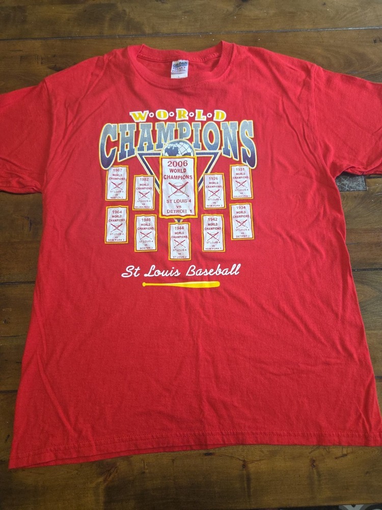 Vintage St Louis Cardinals 2006 World Series Champions T-Shirt Red Mens Large L