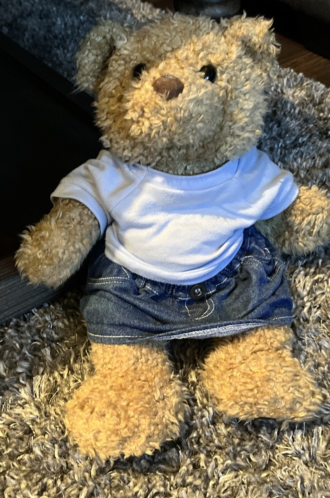 Build A Bear BAB 14” Teddy Bear Tan Stuffed Animal W/ Shirt & Jeans