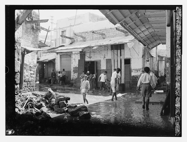Photo:Flood Damage Street Scene 1920s-1940s Men Children Ruined Buildings