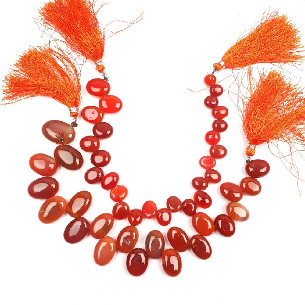 Red Onyx Beads 8 Inch Strand 6-15mm Smooth Oval Gemstone Beads for Jewelry Making