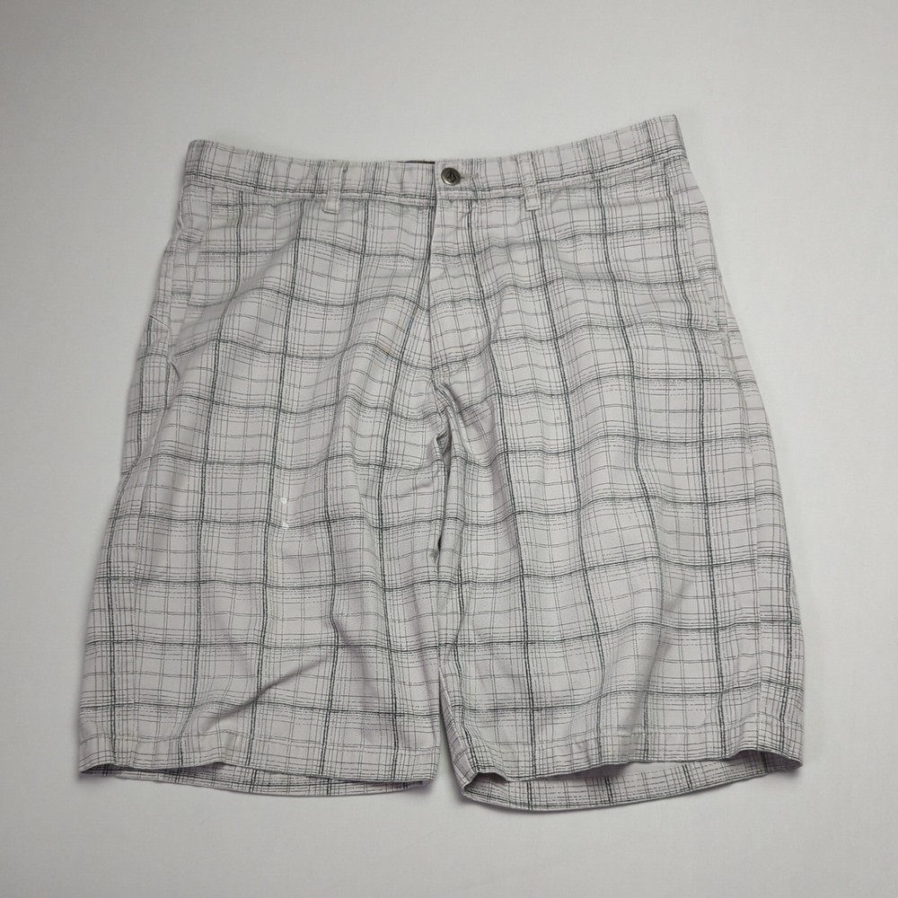 Volcom Gray Plaid Shorts Skateboarding Chino Casual Regular Fit Mens Size 32