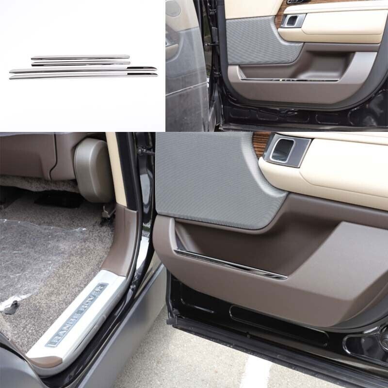 Storage Box Strip Trim For Range Rover L405 2018-2022 Inner Door 4X Chrome Steel