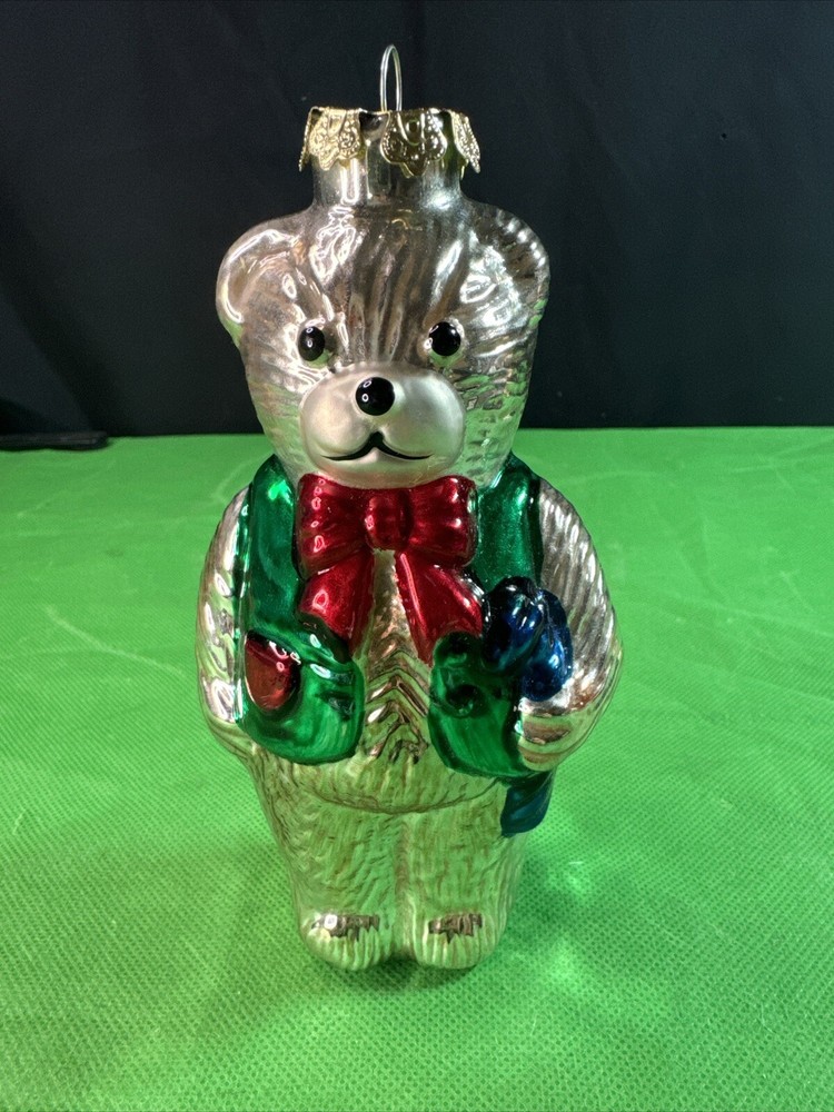 Mercury Glass Christmas Ornament Teddy Polar Bear Vest 6
