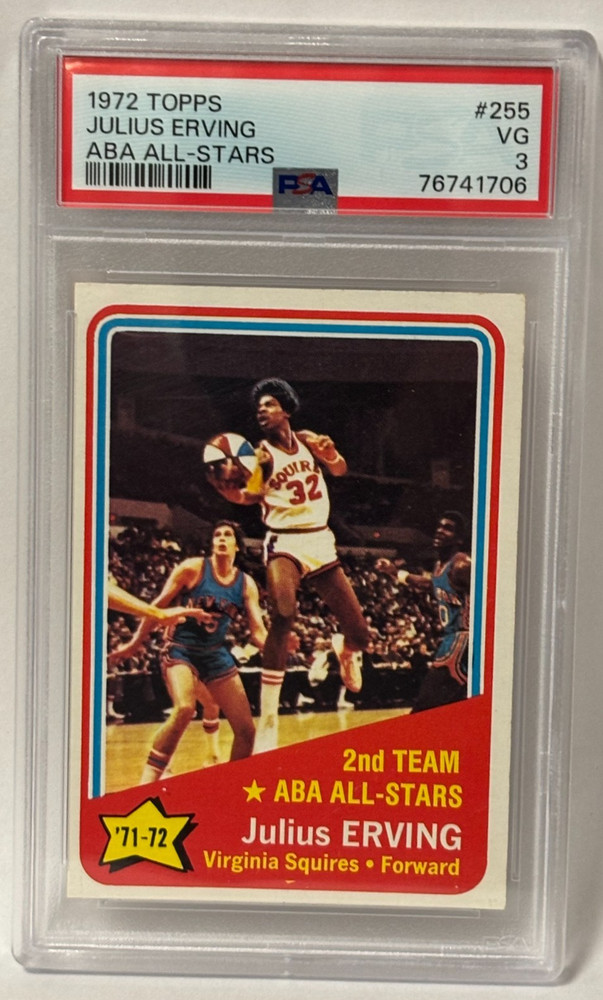 1972 Topps Basketball #255 Julius Erving Graded PSA 3 VG ABA All-Stars Squires