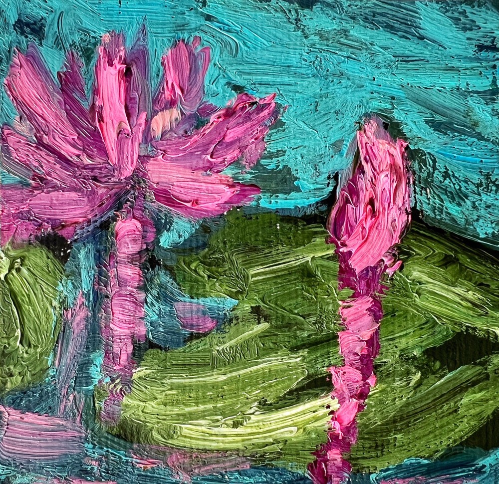 Abstract Water Lily Pond Original Oil Painting Ukrainian Artist Impressionism
