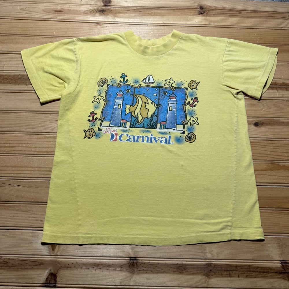 Vintage 90s Carnival Cruise Line The Fun Ships Fish Ocean Graphic T-Shirt Large