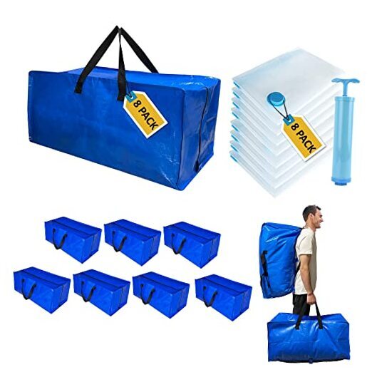 16 Pack Heavy Duty Extra Large Moving Bags 16 Pack-8 Moving Bags+8 Vacuum Bags