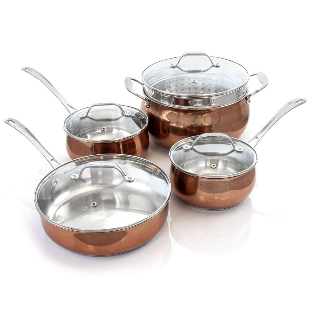 Carabello 9-Piece Copper Stainless Steel Nonstick Cookware Set