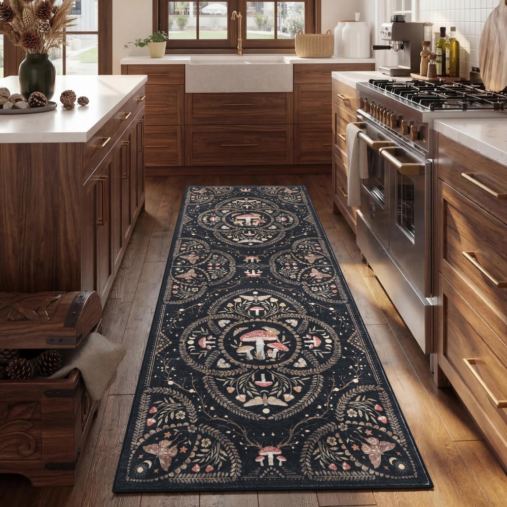 2x6 Runner Rug for Hallway, Dark Academia Gothic Rugs, Non Slip Washable Low ...