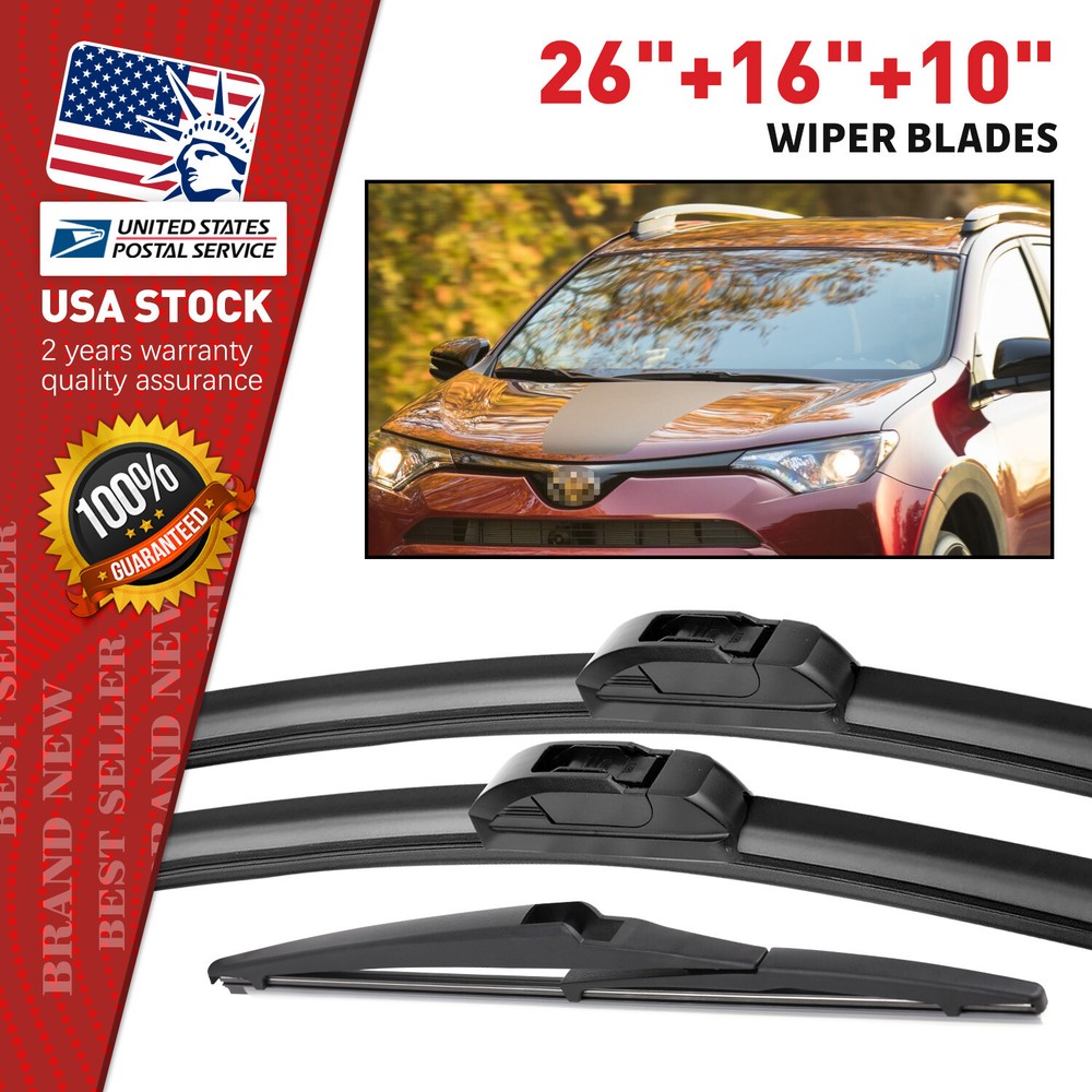 3Pcs Universal Fit Windshield Wiper Blades For Toyota RAV4 2013-2018 26 16 10 Inch