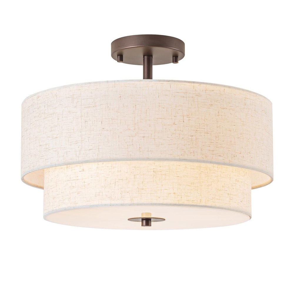 16 Inch 3-Light Semi Flush Mount Drum Ceiling Fixture Oil Rubbed Bronze