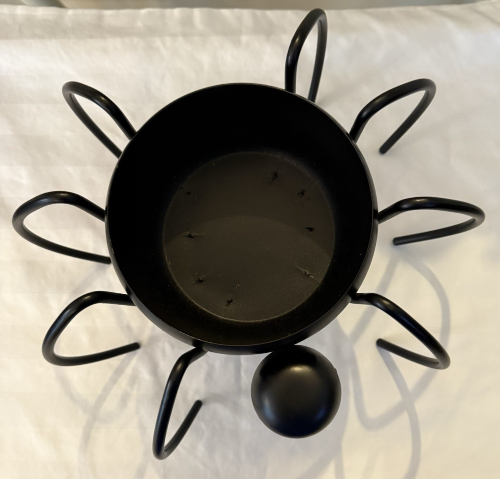 Halloween Black Metal Spider Candy Dish Bowl Candle Holder Spooky Decor-5.5