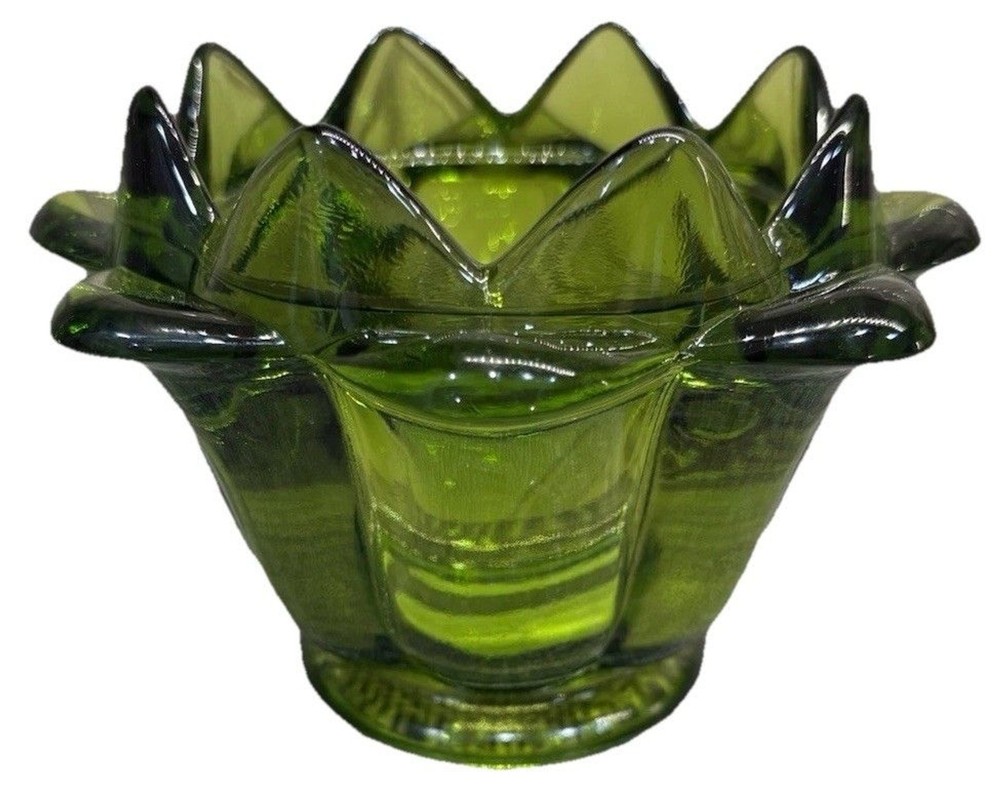 Vintage Viking Glass Green Flowerlite Flower Frog Artichoke MCM Rare - Very Nice