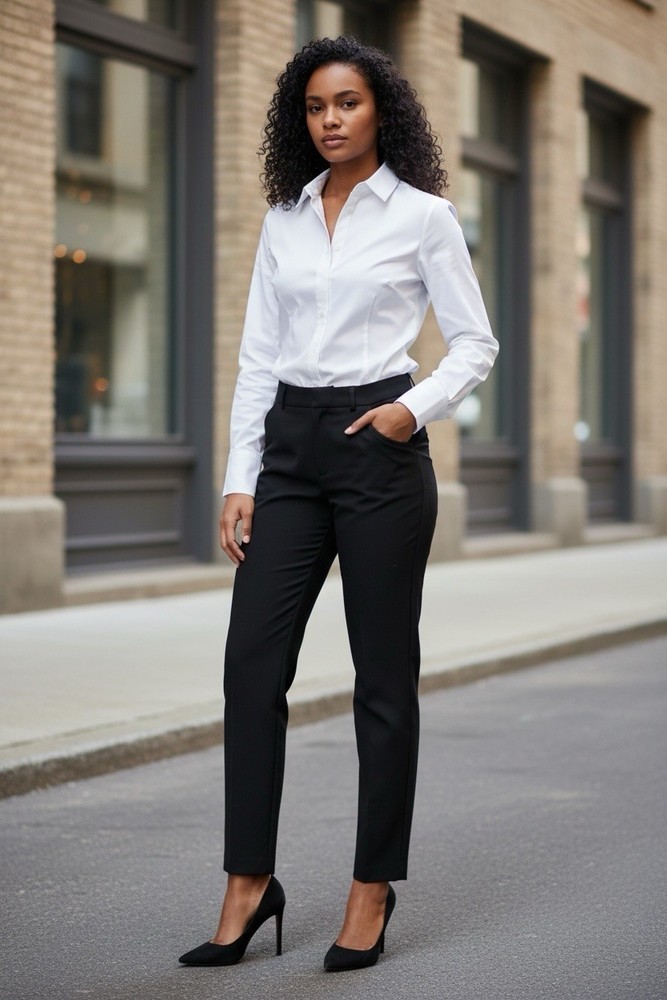 Express Design Studio White Fitted Button-Up Shirt – Size Small