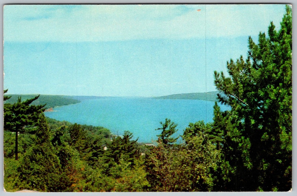 Vtg Postcard Observatory Hill View Watkins Glen, NY 1950s