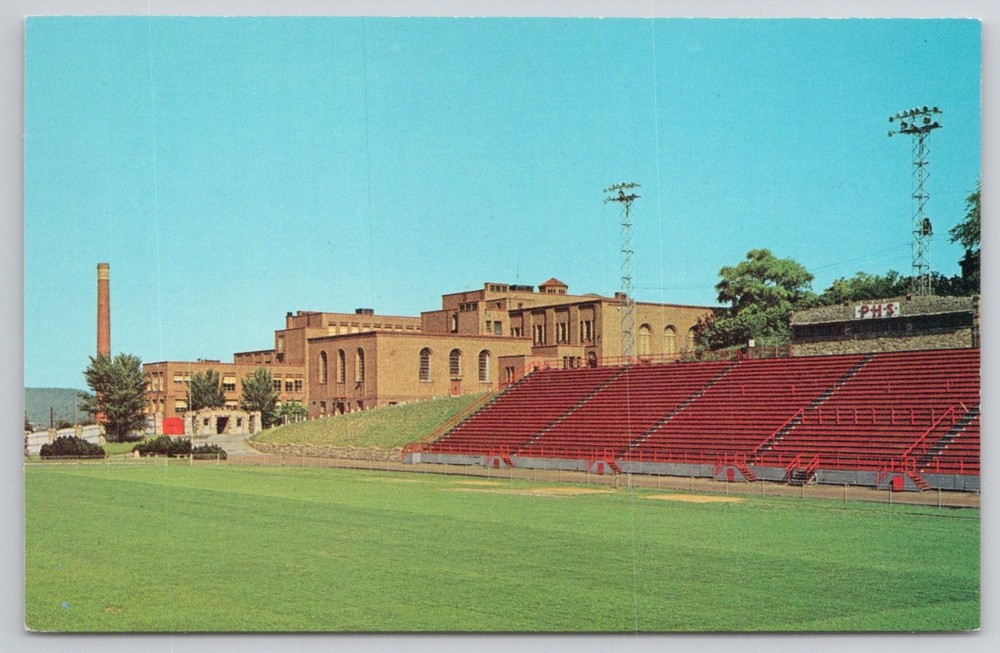 Pottsville PA High School & Stadium Vintage Postcard Mebane Greeting Card Co.