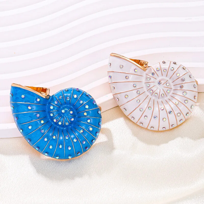Women Men Fashion New Arrival Creative Crystal Enamel Conch Brooches Accessories