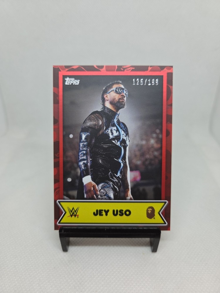 Jey Uso 2025 Topps WWE x BAPE Red Camo SP #/199
