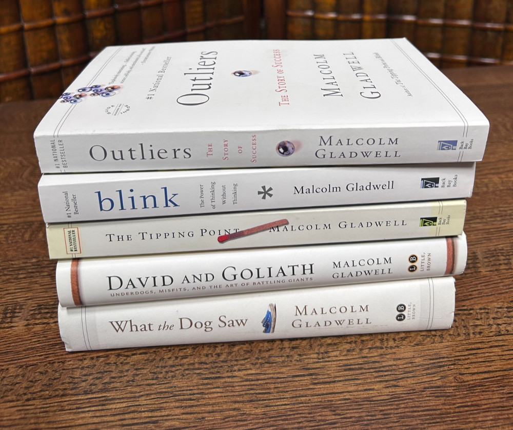 Malcolm Gladwell, lot of 3, Outliers; Blink; Turning Pt, Dog Saw, David Goliath