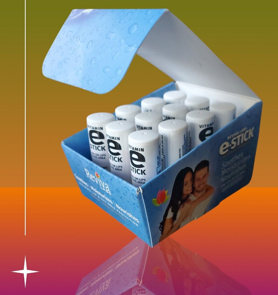 12 Pack Reviva Labs Vitamin E  Stick LIP Balm Exp. 10/2025