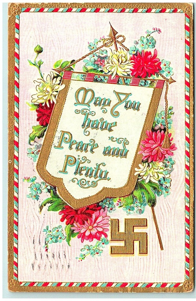 S04-5277, Good Wishes.. *1910 Pmk, ** Postcard With Swastika Sign