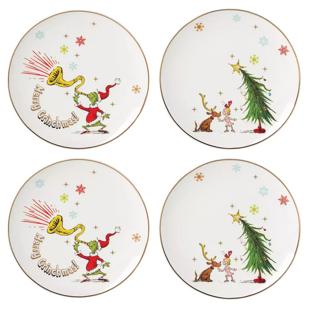 Lenox China Christmas MERRY GRINCHMAS Accent Plates  Set of Four New in Box NIB-image