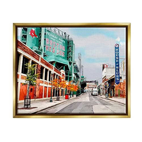 Fenway Park Boston Cityscape Framed Floater Canvas Wall Art, Design by Emily ...