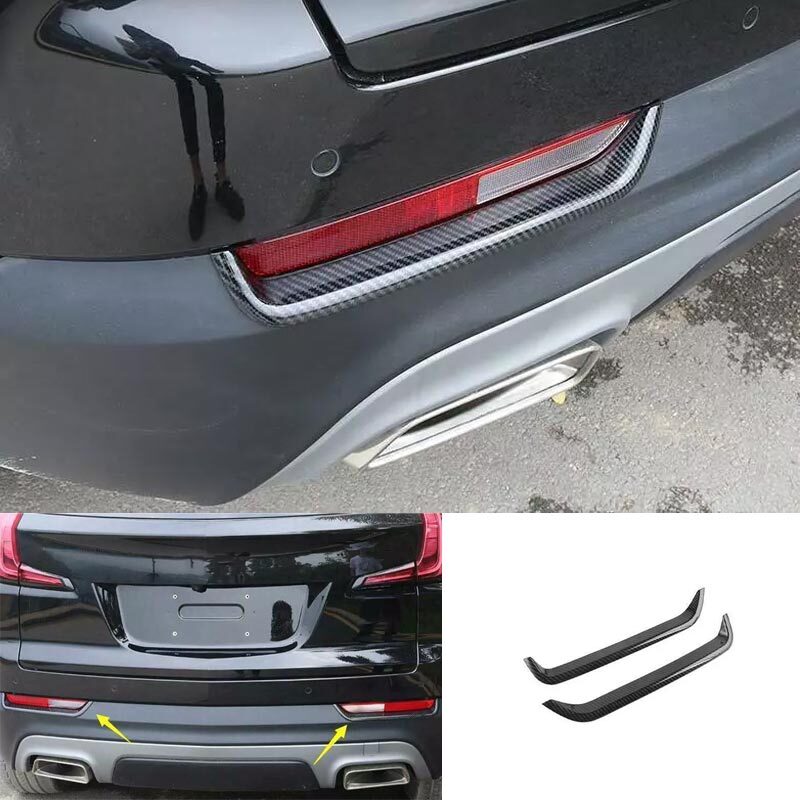 2019-2022 Cadillac XT4 Rear Fog Light Lamp with Carbon Fiber Frame Trim 2PCS