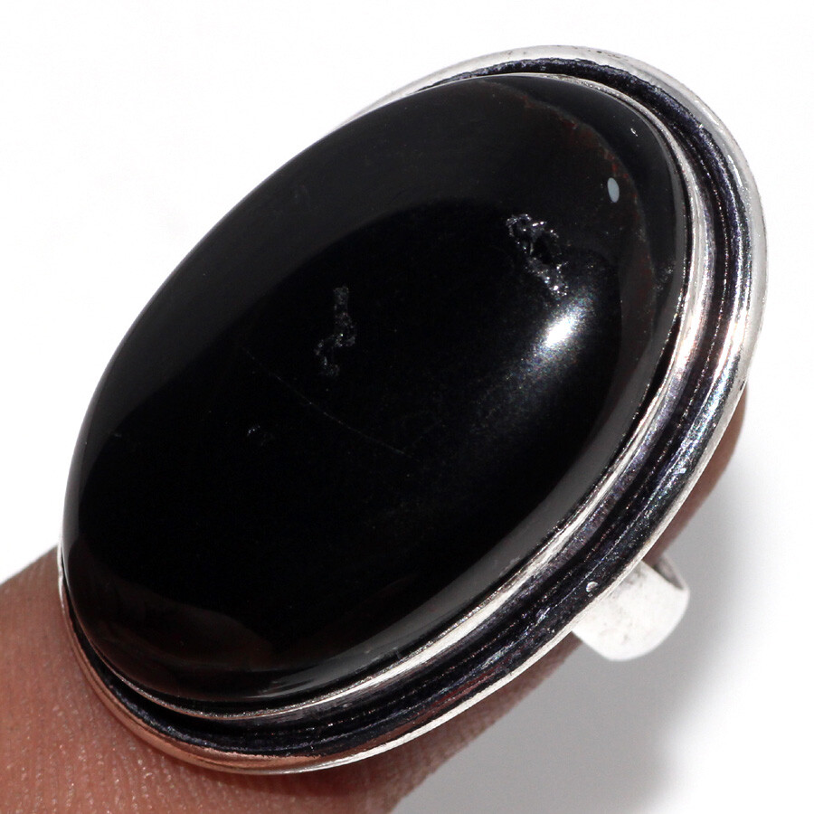 Black Onyx 925 Silver Plated Gemstone Ring US 8 Independence Day Gifts JW